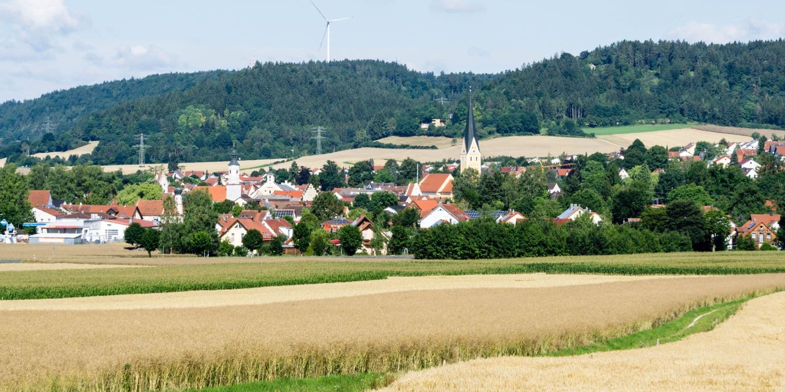 Blick vom südwestlichen Odenwaldrand über Neckar und Wälder